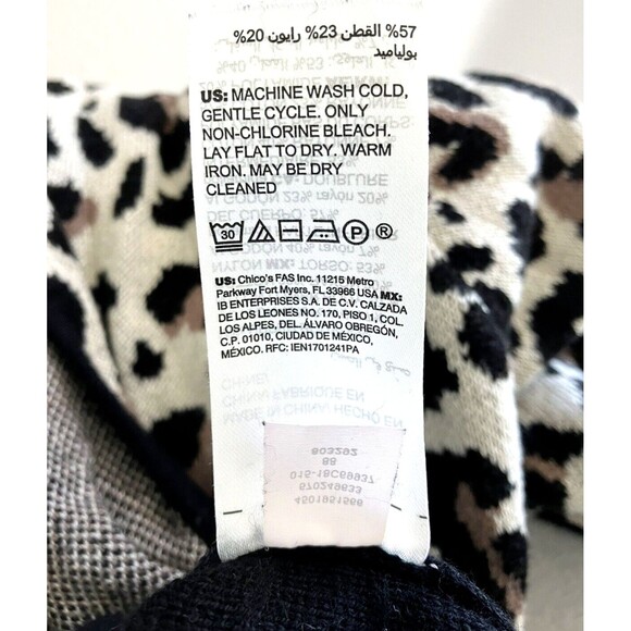 CHICO'S sz 1 sz M Black Animal Print Zip Off Tunic Over-Top Duster Open Cardigan - Picture 9 of 9